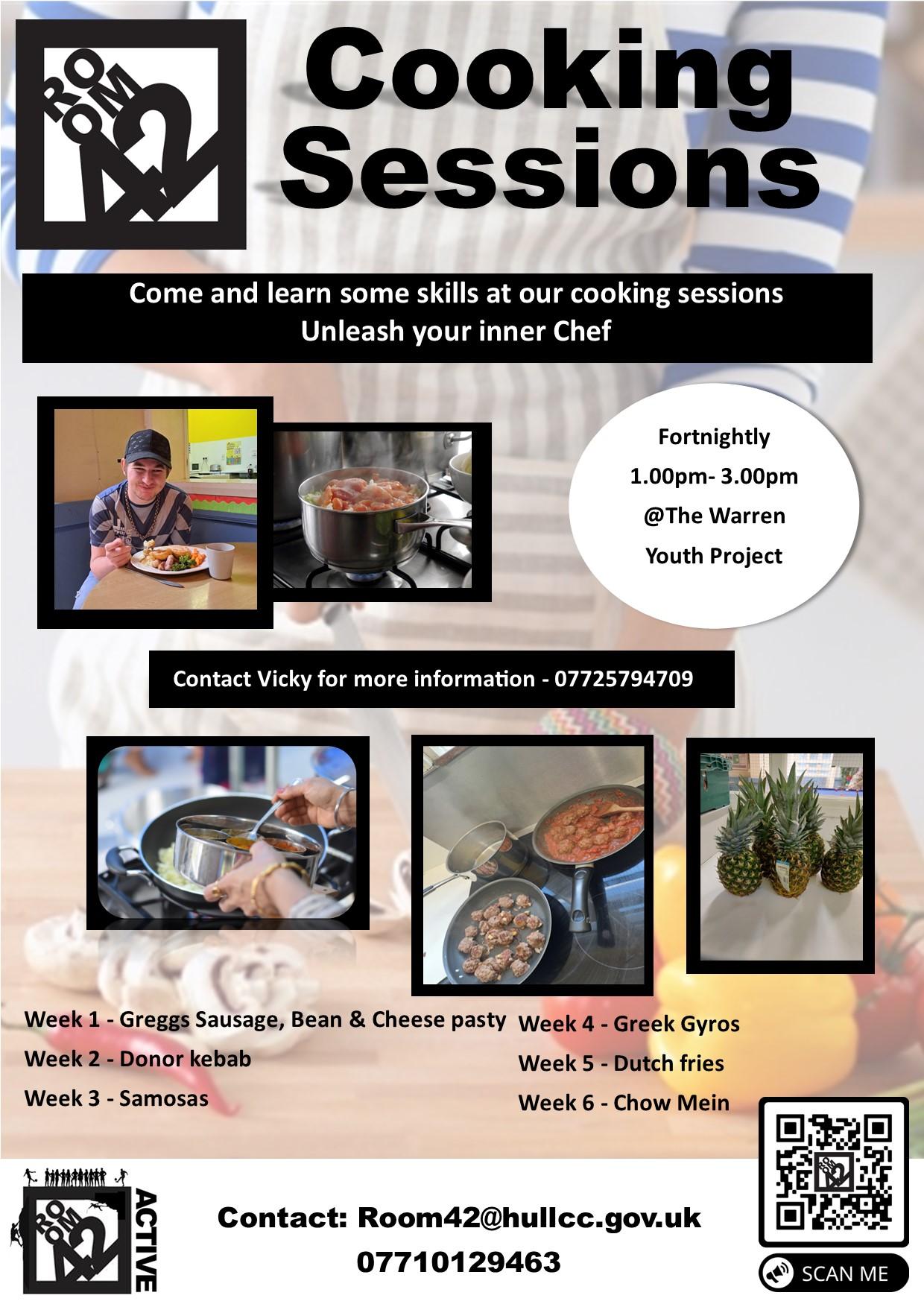 Cooking sessions held at the Warren Youth project for 6 weeks from Monday March 16 2026 every other week